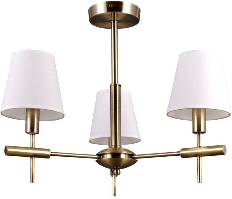 Italux - Balter - Stilisierte Kronleuchter Golden 3 Light mit Weiß, Stoffschirm, E14