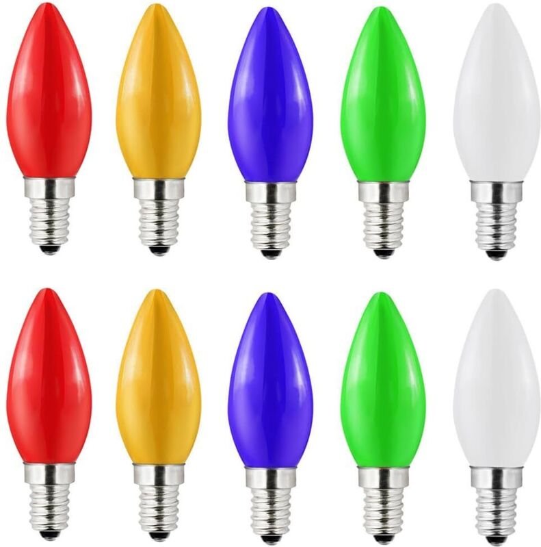 10 Stück E14 Farbige LED Glühbirne, 1W E14 Bunte Glühbirnen, für AC220-240v, Dekorativen Beleuchtung for Halloween,Weihn...