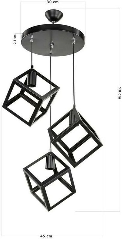Agatha MDL3790 3 schwarze Würfel-Pendelleuchte