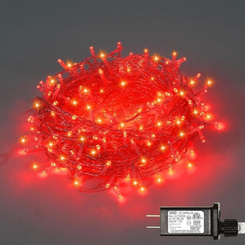 ALOVEZ 300 rote LED-Lichterkette, wasserdicht, für die Weihnachtsdekoration im Freien, 33 m (108 ft) Lichterkette für da...