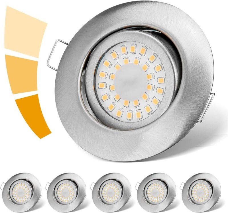LED Einbaustrahler 230V Flach Dimmbar, Spots 3 stufe, 6W IP44 Bad Einbauleuchten Deckenspots Deckenstrahler,Warmweiß 300...