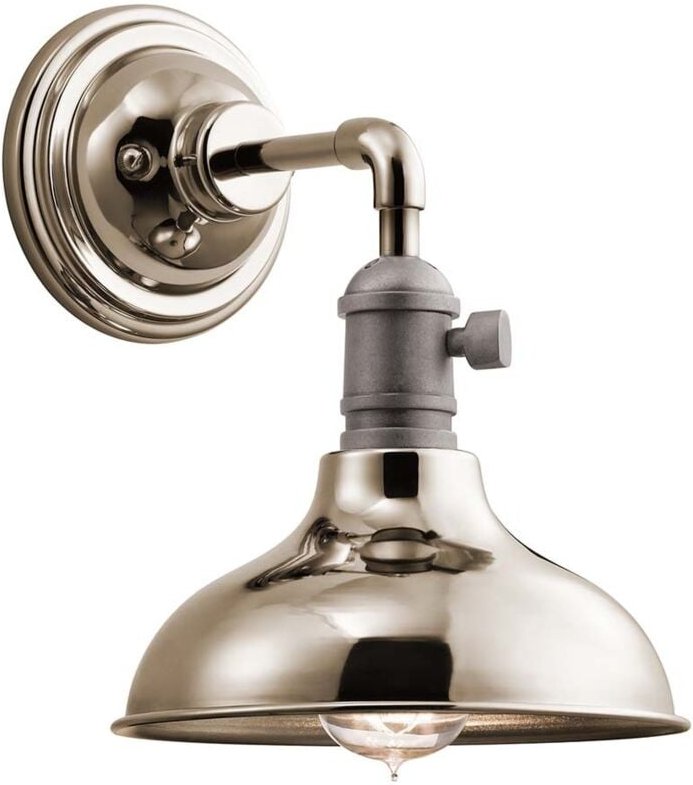 Wandlampe Leuchte Stahl Messing h 24,6 cm Flurleuchte Treppenlampe 1 Flammig