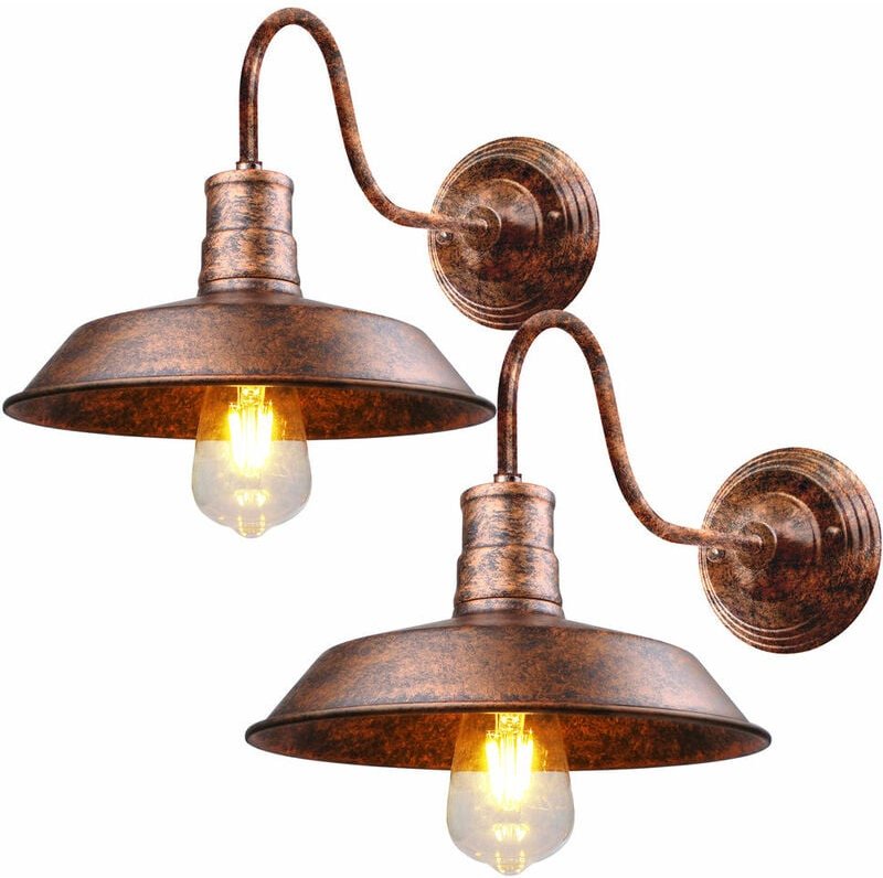 2er Wandleuchten Vintage, Industrielle Stil Wand Sconce mit Lampenschirm, Wandlampe Innen E27 Fassang für Esszimmer Wohn...