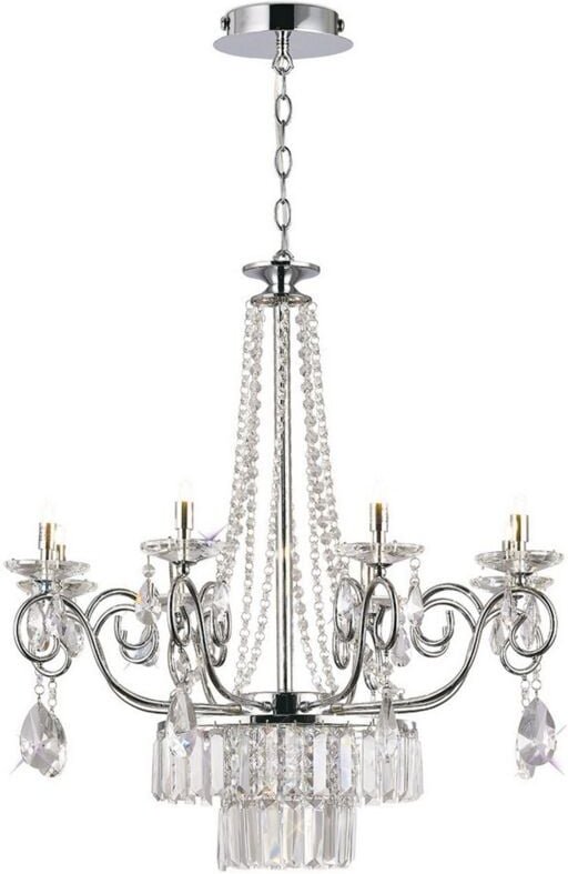Inspired Diyas - Eden - Deckenanhänger Kronleuchter 8 Light G9 Chrom poliert, Kristall