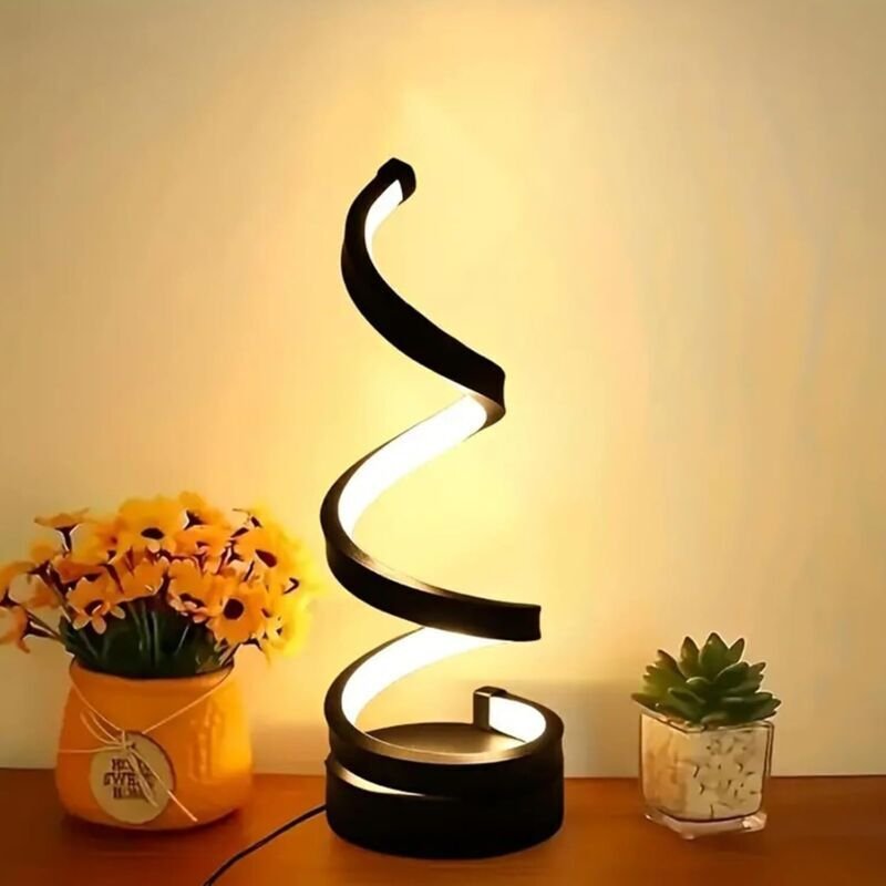 Moderne spiralförmige LED-Tischleuchte, USB-Ladefunktion, 3 Farben, stufenlose Dimmung, für Zuhause, Wohnzimmer, Schlafz...