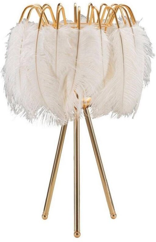 Tischlampe Bianco, Schreibtischleuchte, Büroleuchte, Arbeitslampe, 40x40 h60 cm, Weiß und Gold - Dmora