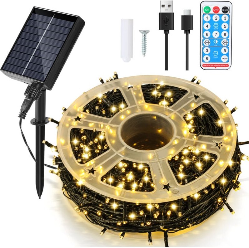 Thumbnail - SWANEW 80M 800 LED Solar Lichterkette IP44 8 Modi Innen Außen WeihnachtenParty Garten Hochzeit Wasserdicht Beleuchtung D...