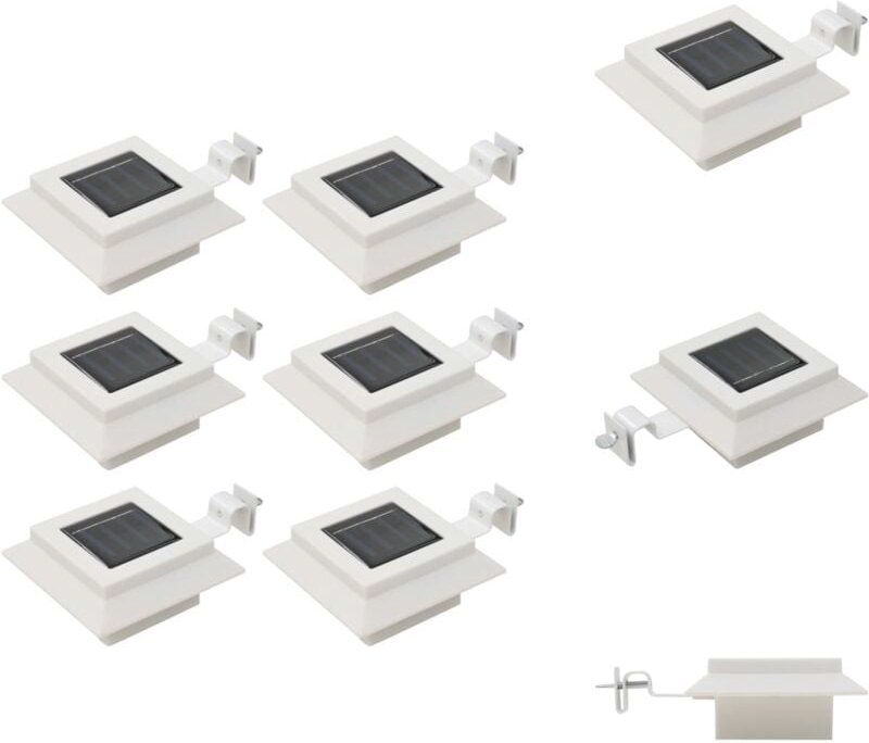 Outdoor Solarleuchten 6 Stück led Quadratisch 12 cm Weiß - Outdoor Beleuchtung - Solarlaterne - Gartenbeleuchtung - Sonn...