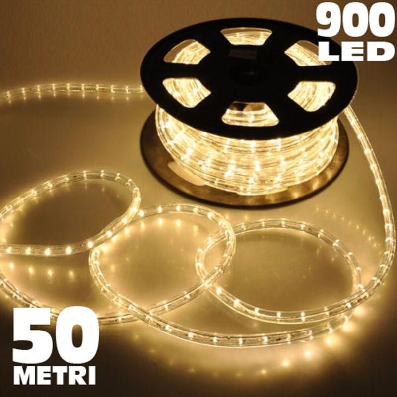 Trade Shop - tubo luminoso 50 metri bianco caldo für externelle verwendung mit kontroller 8 game luce -