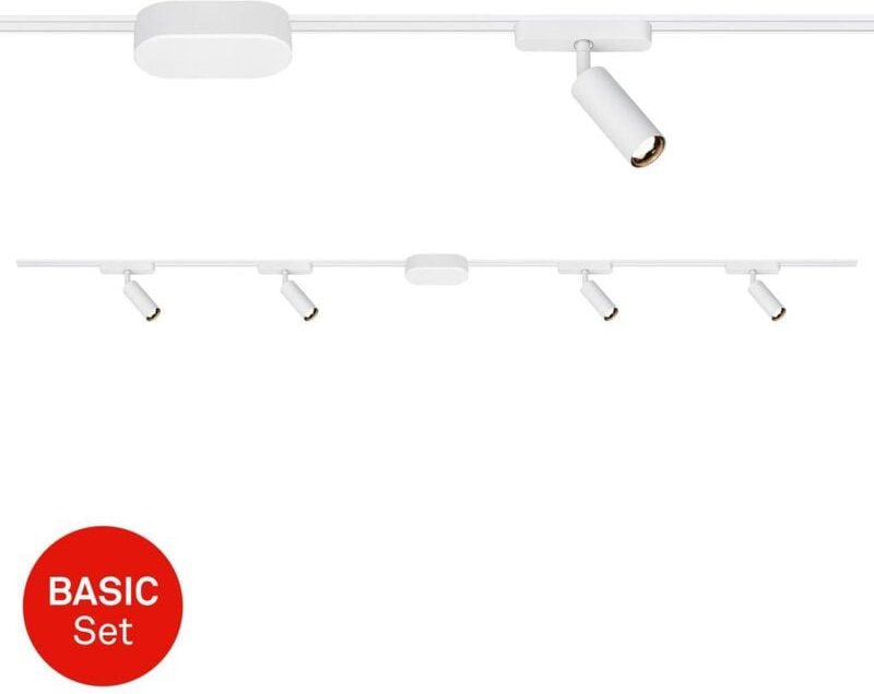 Luxtrail Schienensystem, Starterset, 4x led Spots, Schwenkbar, Erweiterbar, Weiß, 2 m - Briloner