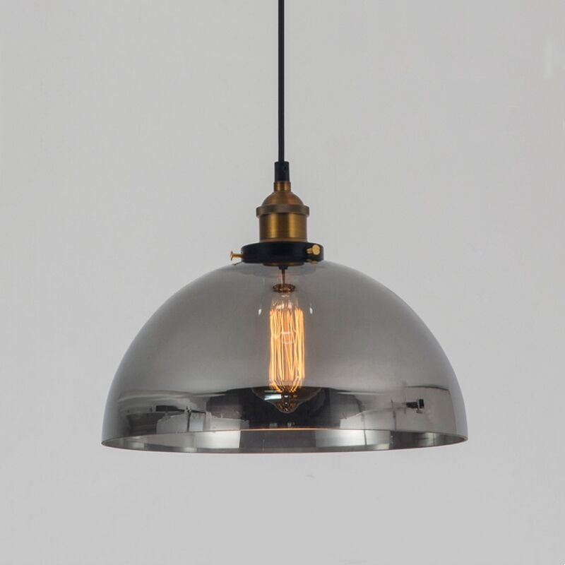Industrial Vintage Pendelleuchte Glas Hängelampe E27 Messing Anhänger Deckenleuchten - e Rauchgrau