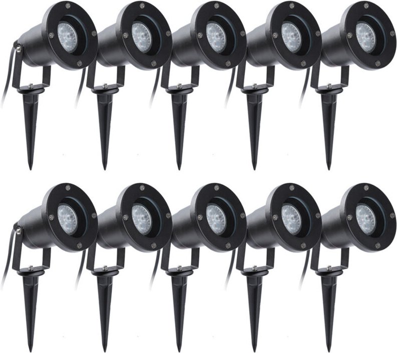 Wolketon 10X LED Gartenstrahler mit Erdspieß Gartenleuchte Gartenbeleuchtung Wasserdicht IP65 6W Warmweiß