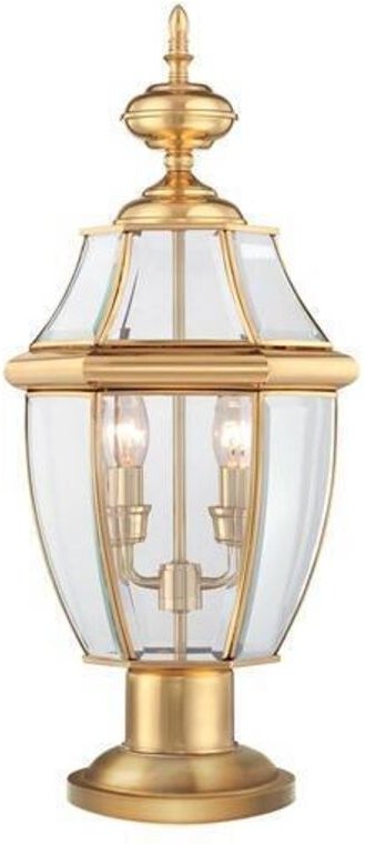 Elstead - Newbury - 2 Licht Außenpodestleuchte aus poliertem Messing IP44, E14