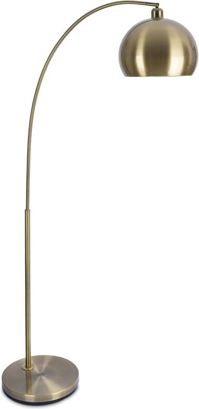 Relaxdays Stehlampe, Metall, E27 Fassung, Wohn- & Schlafzimmer, HxBxT: 180x92x35 cm, bogenförmige Standleuchte, gold