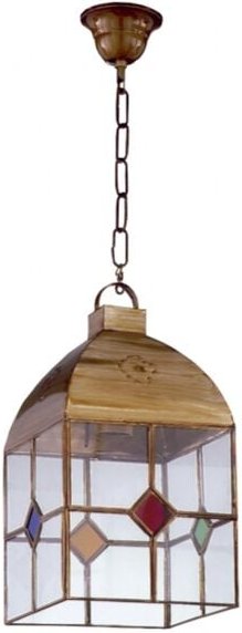 Fabrilamp - Grenadianische Laterne 4 Seiten groß 1xe27 Leder/Farben regx20x20 cm