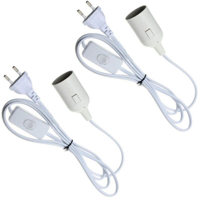 1,8 m (2 Stück) LED-Lichterkette, E27-Fassung mit Kabel, Lampenfassung für Glühbirne mit Kabel, Stecker und Schalter