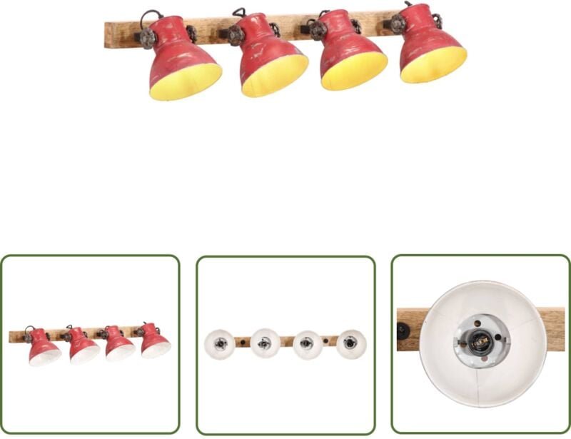 Wandleuchte 25 w Rot 90x25 cm E27 - Industrielampen - Wandleuchten - Vintage Beleuchtung - Retro Design - Holzmöbel - Th...