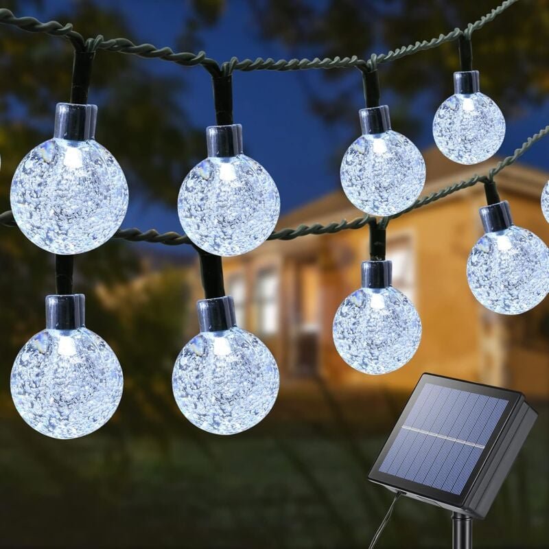 Solar-Lichterkette für draußen, 22 m, 100 LEDs, Kristallkugeln, 8 Modi, wasserdicht, für Garten, Terrasse, Balkon, Party...