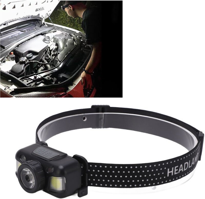 Wiederaufladbare Stirnlampe, superhelle Mini-Stirnlampe mit Fixfokus und Sensor für Camping, Radfahren, Laufen, Angeln, ...