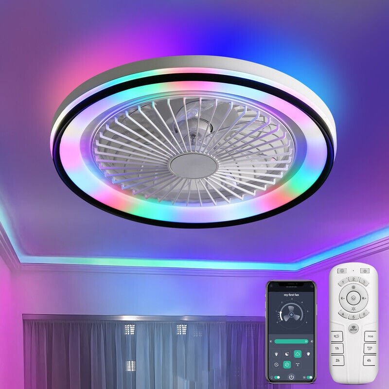 Deckenventilator mit RGB Licht, DC, 48.26 cm, 7 ABS-Flügel