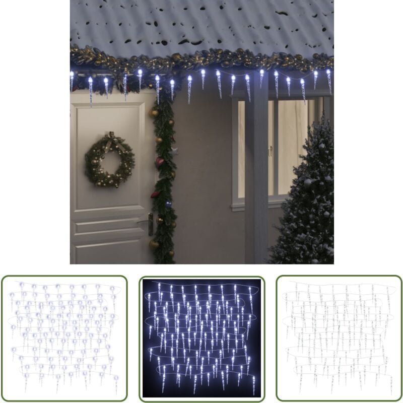 The Living Store Eiszapfen-Lichterkette 200 LEDs Kaltweiß 20 m Acryl PVC - Weihnachtsdekoration - Eiszapfenleuchten - Li...