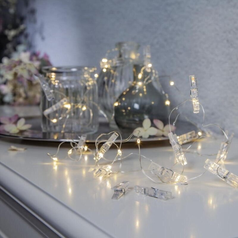 Star Trading Lichterkette Clippy, Klammern, Transparent, led, Warmweiß, Innenraum, 2,9 Meter