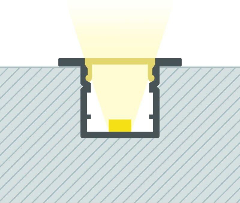 Ledkia - Aluminiumprofil mit durchgehender Abdeckung Einbau Schmal 2m für led Streifen bis 6 mm Weiß 2 m Weiß transluzen...