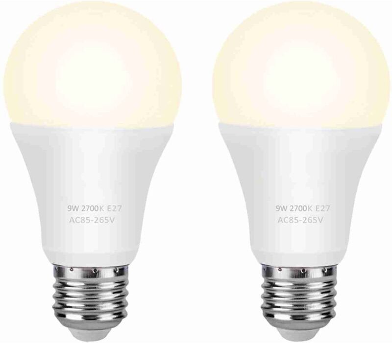 E26/E27 9W LED-Lampe, entspricht 60W Halogen, warmweiß 2700K, 600lm, Standard-LED-Lampe für die Heimbeleuchtung (2 Stück...