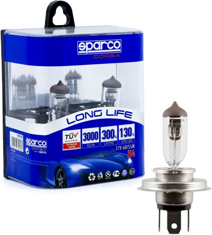 Sparco Halogenlampen H4 12V 3000K Gelb 60/55W P43t, 2 Stück