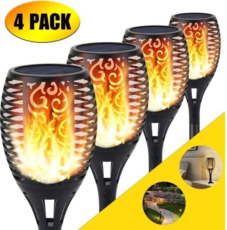 96 LED Solar Fackel Flackernde Flamme Lichter Outdoor Garten/Hof Weg Lichter (4 Pack) - RW