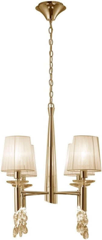 Inspired Mantra Tiffany Pendelleuchte 4+4-flammig E14+G9, französisches Gold mit cremefarbenen Farbtönen und klarem Kris...