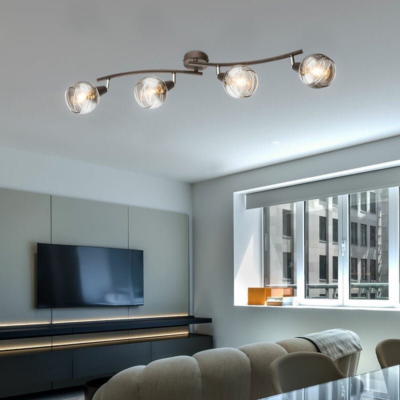 Deckenlampe 4 flammig Deckenleuchte Spotleuchte Wohnzimmer Flurlampe Spots beweglich, Metall bronze, 4x E14 led, LxBxH 7...