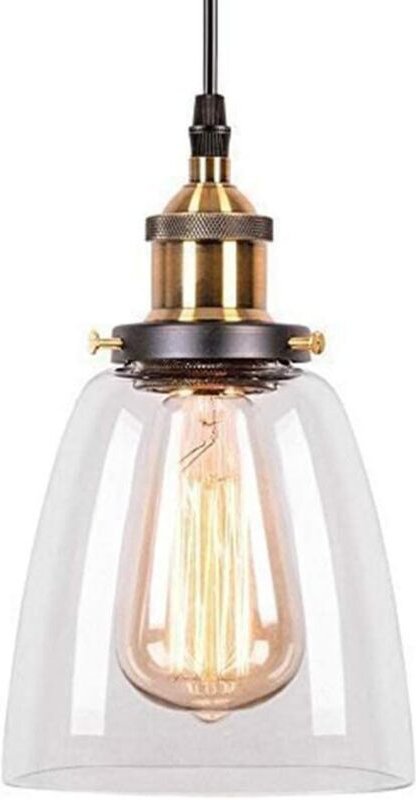 Kronleuchter im Industriestil, Vintage-Pendelleuchte aus Metall und Glas, Deckenleuchte mit E27-Fassung, moderne Deckenl...