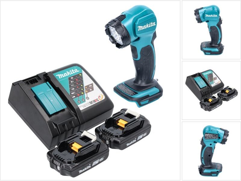 Makita DEADML 815 RA LED Akku Handleuchte 14,4 - 18 V 160 lm + 2x Akku 2,0 Ah + Ladegerät