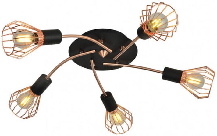 Fabrilamp - Sankt-Petersburg Deckenleuchte 5xe14 schwarz/kupfer 15x55x55 cm