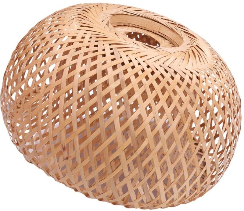 Bambus Wicker Rattan Lampenschirm Handgewebte Doppelschicht Kuppel Asiatisches Rustikales Japanisches Lampendesign
