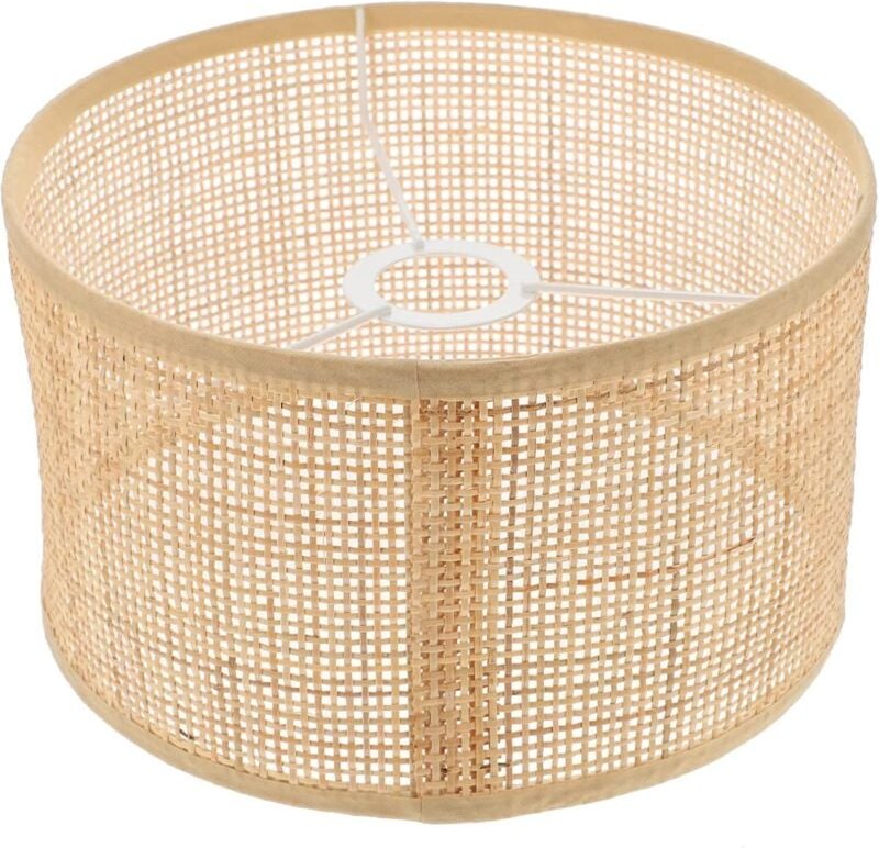 Rattan Lampenschirm mit Stoff und Clip, Stehlampe, Leuchte, Deckenleuchte für Tisch, Wand, Decke