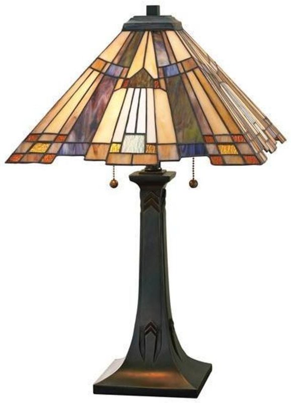 Inglenook - 2 leichte Tiffany Tischlampe Bronze, E27 - Elstead