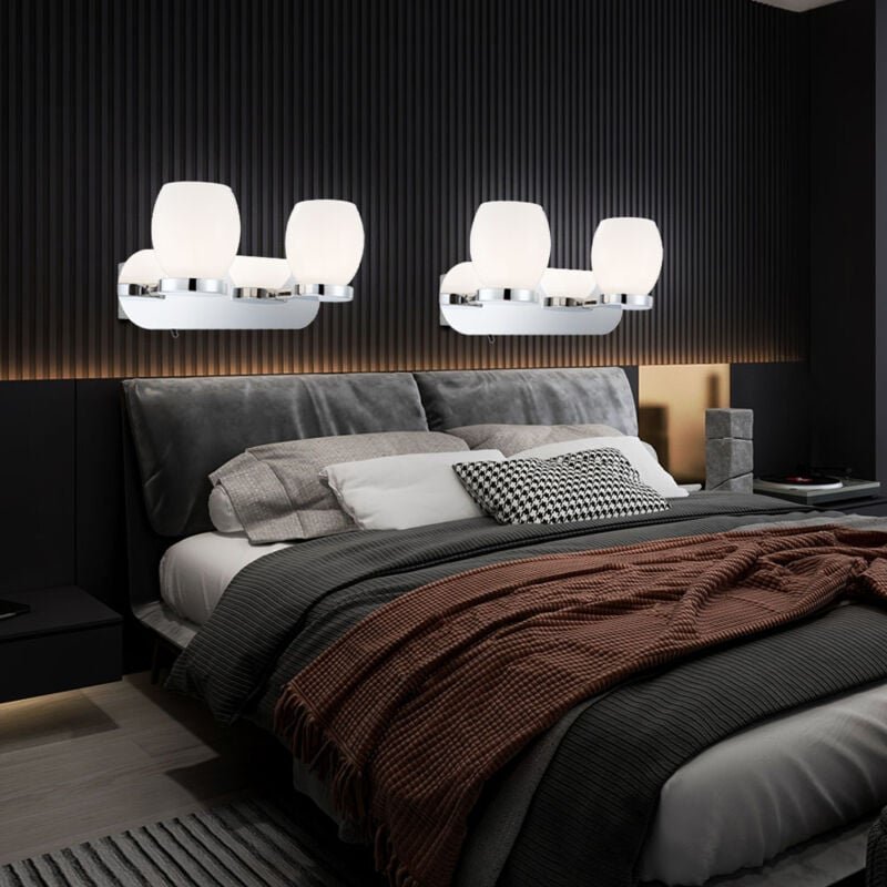 Wandleuchte Badezimmerleuchte Wohnzimmerlampe Flurleuchte Esszimmerlampe, Metall Glas Silber, 2 Flammig, led 3W 180Lm 30...