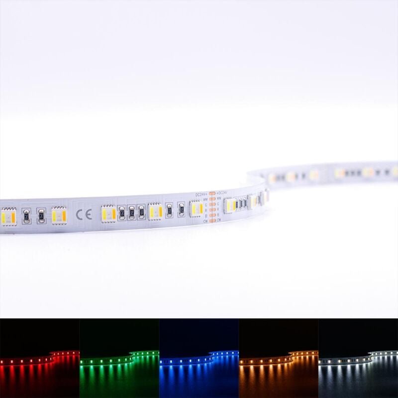 Strip 24V LED Streifen 5M 18W/m 60LED/m 12mm - Lichtfarbe: RGB+CCT - Schutzart: IP20