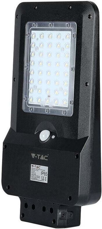 V-tac - 15W smd led Straßenleuchte mit Solarpanel, Schwarz, Naturweiß, IP65