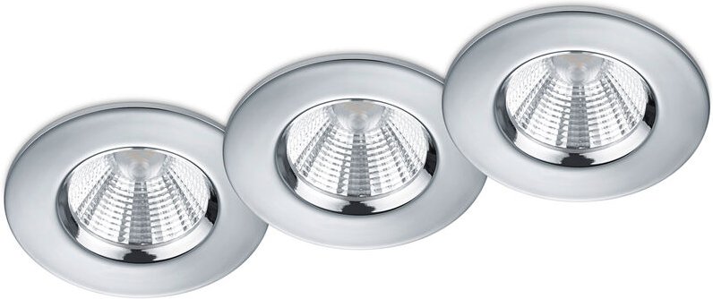 Runder led Einbaustrahler zagros 3er Set dimmbar in Silber Chrom, IP65