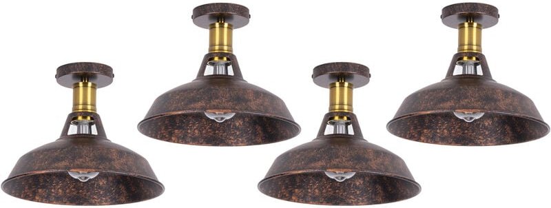 Axhup - Deckenlampe Industriell Vintage Deckenleuchte Eisen 27cm Lampenschirm Rost Lampe für Flur, Balkon, Treppe - 4 Pa...