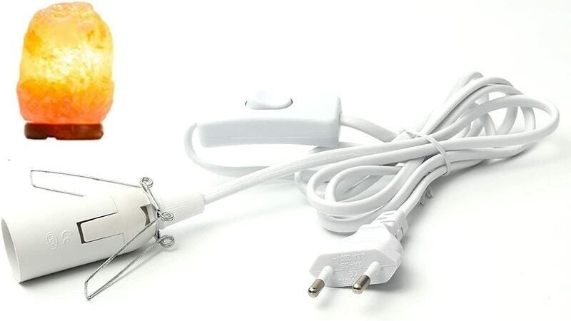 Salzlampenkabel mit Schalter - E14-1,8m - Salzlampenfassung, Weiß