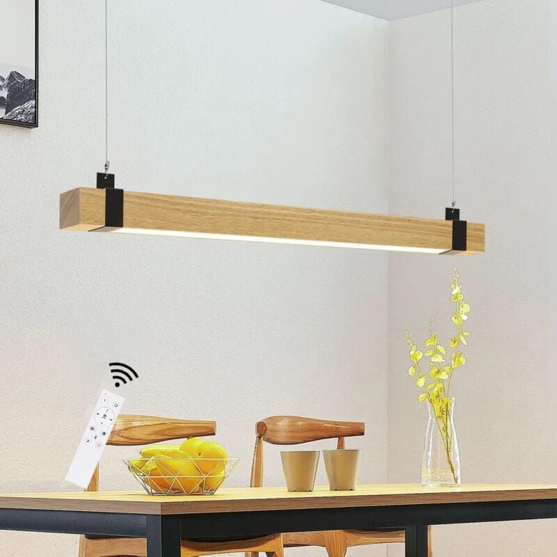 Gbly - led Pendelleuchte Esstisch Hängeleuchte Holz - Küchenlampe Hängend 100CM Hängelampe Wohnzimmer Dimmbar Esstischla...