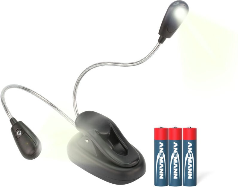 Klemmleuchte Twinflex - Flexible Leselampe dimmbar, batteriebetrieben - Ansmann