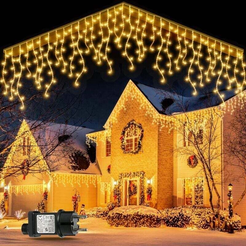 Weihnachtslichterkette für den Außenbereich, 5 m, 200 LEDs, verbindbar, 8 Energiesparmodi – Warmweiß