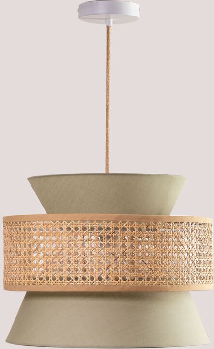 Deckenlampe aus Rattan Yereh Grün Olive - Sklum