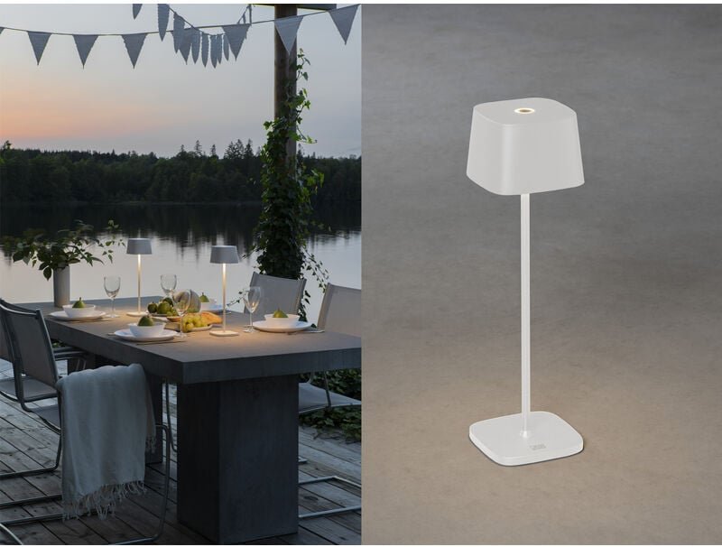 Konstsmide - Wiederaufladbare led Outdoor Tischleuchte capri dimmbar in Weiß, Höhe 36cm