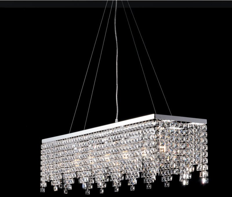 Penelope – Aufhängung aus Messing und verchromtem Eisen, 6 Lichter mit Strasssteinen, l. 107 x 30 – BL31-6-CR